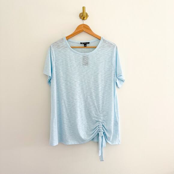 NWT INC International Concepts Ruched Side Short Sleeve T-Shirt Blue 1X - Picture 1 of 10